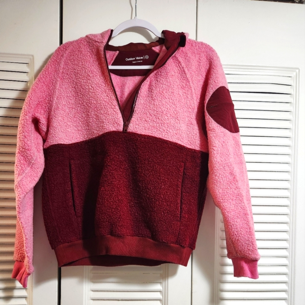 Outdoor Voices Mega Fleece wool blend  Half Zip Hoodie xs